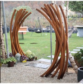 Resim Corten Dekoratif Bahçe Heykeli 