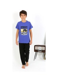 Resim Akbeniz Erkek Çocuk Kısa Kol Penye Pijama Takım 20758 Saks 