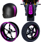 Resim Moto Rider 4'lü Sticker Seti Gül Pembesi İç Dış Jant Şeridi Kask ve Çamurluk Çınar Extreme Çınar Extreme