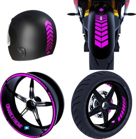 Resim Moto Rider 4'lü Sticker Seti Gül Pembesi İç Dış Jant Şeridi Kask ve Çamurluk Çınar Extreme 