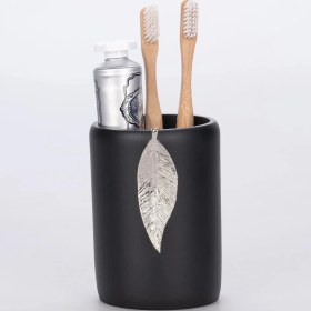 Resim Selim Leaf Diş Fırçalık Siyah Gümüş 