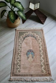 Resim Çeyizlik Astarlı Lüks Seccade Hediyelik S1019 Siyah Krem 