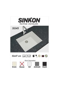 Resim Sinkon Beyaz Granit Eviye 52 x 47 - Sg45 - Sinkon 