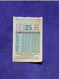 Resim 25 Mayıs 2002 Takvim Yaprağı - Nostalji Koleksiyonluk Takvim Yaprağı A 