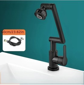 Resim Dashanshop Siyah 360 Derece Döner Musluk Seti Dayanıklı Abs 60 Cm Hortum Sıcak Soğuk Su 