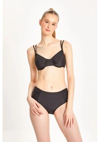 Resim Too Salty Swimwear Kadın Büzgülü Balenli Toparlayıcı Yüksek Bel Bikini Takımı 24s101st Siyah 