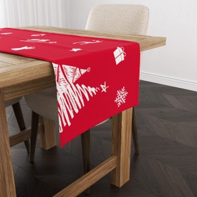Resim White / Red Pine Yılbaşı Temalı Runner Örtü 