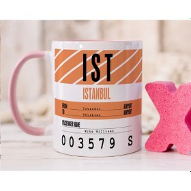 Resim Bk Gift Kişiye Özel İsimli Hava Limanı Tasarımlı Pembe Kupa Bardak-1, Arkadaşa Hediye, Doğum Günü Hediyesi Düzenlenecek Kobitmeyen137707 Bk Gift 