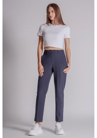 Resim Braccas Kadın Yandan Cepli Fermuar Ve Agraf Kapamalı Slim Fit Pantolon Lacivert Lacivert 