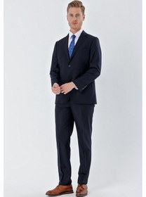 Resim İmza Lacivert Gabardin Mono Yaka 6 Drop Comfort Fit Rahat Kesim Basic Takım Elbise 1001245010 Lacivert 
