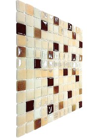Resim MozaiKristaL Tüm Yüzeyler için 25x25mm Krem-Kahve Mix. 31.5x31.5cm Fileli Cam Mozaik. (5 File=0.5 m2 Fiyatıdır) 