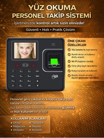 Resim LinaS Wifi Yüz Okuma Personel Takip Cihazı-WEB giriş çıkış takip Yazılımı -(10 KART HEDİYELİ) 