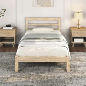Resim Pinoxi Masif Ahşap Karyola 90 x 190 cm Doğal Ahşap Natural 