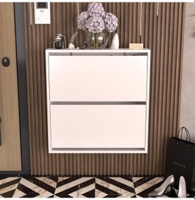 Resim Balance 2 Düşer Kapaklı Ayakkabı Dolabı Beyaz 