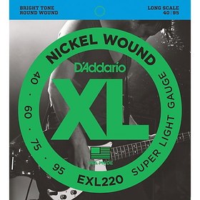 Resim D'Addario EXL220 XL Nickel 4 Telli Bas Gitar Teli - Super Light (40-95) 