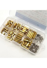 Resim 120 Adet M3 Metal Distans Vida Somun Seti Aralıyıcı Stand Off 10 Çeşit Şeffaf Çantada 