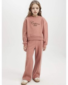 Resim DeFacto Kız Çocuk Bisiklet Yaka Baskılı Selanik Kumaş Sweatshirt D4295A824WNBR165 Bordo 