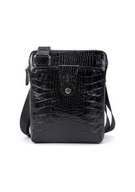 Resim Kangaroo Kıngdom Hakiki Deri Kroko Siyah Unisex Postacı Çanta Kangaroo K. 4544-Cs Siyah 