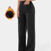 Resim Kadınların Çoklu Cep Detaylı Yüksek Bel Düz Bacaklı Pantolonları - Düz Renk Mavi, Düğme Kapatma, Rahat ve Konforlu Kıyafetler İçin Uygun, Yüksek Bel Pantolonlar, Rahat Giyim, Dayanıklı Kumaş 