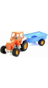 Resim Uçar Oyuncak Römorklu Traktör 45 cm Uzunluğunda Erkek Çocuklar İçin Güvenli Malzeme ile Eğlenceli Oyun 