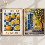 Resim İki Parça Çerçevesiz Kanvas Duvar Sanatı, Vintage İtalyan Manzaraları ve Limon Ağacı Baskılarıyla Modern Ev Dekorasyonu için Uygun, Yatak Odaları, Oturma Odaları, Mutfaklar ve Koridorlar için Mükemmel Oda Dekorasyonları. 