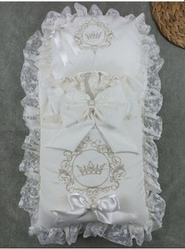 Resim Yenidoğan Antalya Taç Nakışlı Kundaklı Trilüks Unisex 3lü Alt Açma Seti Çok Renkli 