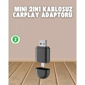 Resim Selfbuysell Kablosuz Carplay Adaptörü – Usb-A & Type-C Uyumlu Hızlı Bağlantı Cihazı 