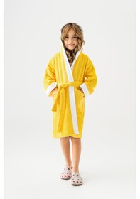 Resim Soley Pueri %100 Pamuklu Unisex Çocuk Bornozu Sarı 