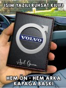 Resim senada Volvo Ön Arka Baskılı Oto Araç Ruhsat Kabı Kartlık Deri İsim Yazılı Kişiye Özel Cüzdan 