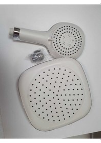 Resim Tepe Ve El Duşu Beyaz 2 Li Set Tepe Duş Başlığı Ve El Duşu Duş Başlığı Beyaz Renk Banyo Seti Diğer 