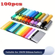 Resim 100 adet 0.61 cm Geniş Renkli Isı Küçültme Tüp Seti 18650 Lityum Pil için, PVC Malzeme 