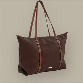 Resim Lovelystore Çift Saplı Paraşüt Kumaş Büyük Boy Shopper Çanta Üniversite Ofis Anne Bebek Omuz Çantası 47x30x15 Acı Kahverengi 
