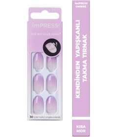 Resim İmpress Color Kendinden Yapışkanlı Takma Tırnak Kısa Ombre Mor 