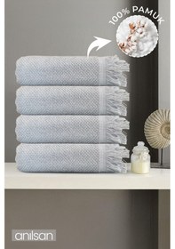 Resim 4'lü Gri Jelena Banyo Havlusu 70x140 Cm, 490 Gr, %100pamuk, Spa Ve Otel Havlusu, Günlük Kullanıma Uy Gri 