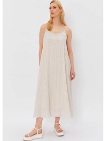 Resim Defymoda Askılı Uzun Çan Elbise - Natür Natür 