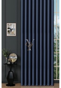 Resim Blackout Fon Perde V-2034 Saks Mavisi Çok Renkli 