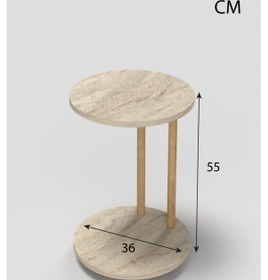Resim C Sehpa Yuvarlak 36 Cm Çap Tekerlekli Şık Tasarım Koltuk Yan Sehpa Zigon Servis Sehpası Traverten - Traverten Traverten 