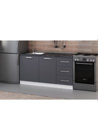 Resim Minar 155 Cm Mutfak Dolabı Beyaz Antrasit 155-A1-Alt Modül Beyaz 