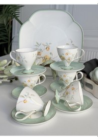 Resim Türk Kahve Fincanı Veronica Peachy 6 Kişilik 12 Parça Renkli 