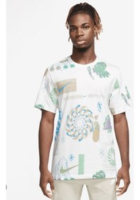 Resim Nike Festival Aop Erkek Beyaz T-shirt Pamuklu Fb9780-100 Beyaz 
