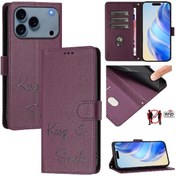 Resim İpohone Uyumlu 17 Pro Max İçin Pu Deri Kartlık Cüzdan Rfıd Engelleyici Flıp Cover Kılıf 