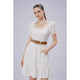 Resim Livize Kadın Kemeri Tek Tokalı Gümüş Desenli 4cm Taba 