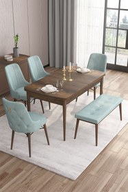 Resim Canisa Are Serisi Siyah Mermer Desen Mdf 80x132 Açılabilir Yemek Masa Takımı 4 Gri Sandalye Gold Halkalı 