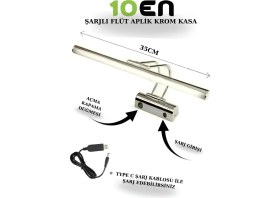 Resim Flüt Şarjlı Pilli Krom Kasa Koridor Tablo Kuğu Duvar Aplik Şarjlı 