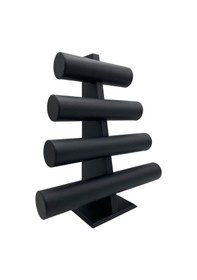 Resim Bileklik Ve Takı Standı 4 Kademeli Siyah Deri Kaplama 