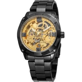 Resim Hanyang Siyah Forsınıng Erkek Mekanik Saat Basit Eğlence Tarzı Içi Boş Mekanik Saat Çelik Bantlı Saat Gümüş Diş Şeklindeki Saat (Yurt Dışından) 