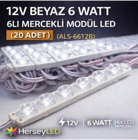 Resim 12v Beyaz 6 Watt 6lı Mercekli Modül Led 20 Adet Beyaz 