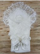 Resim Yenidoğan İpek Venüs Taç Nakışlı Delüks Kundak Bebek Battaniyesi Ekru Ekru 