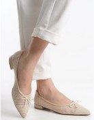 Resim Feles Dantel Fiyonk Detaylı Sivri Burun Kadın Babet Ayakkabı Ten Rengi 