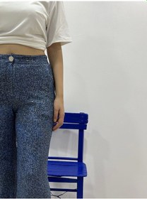 Resim Touche Denim Efektli Payet Pantolon Mavi 